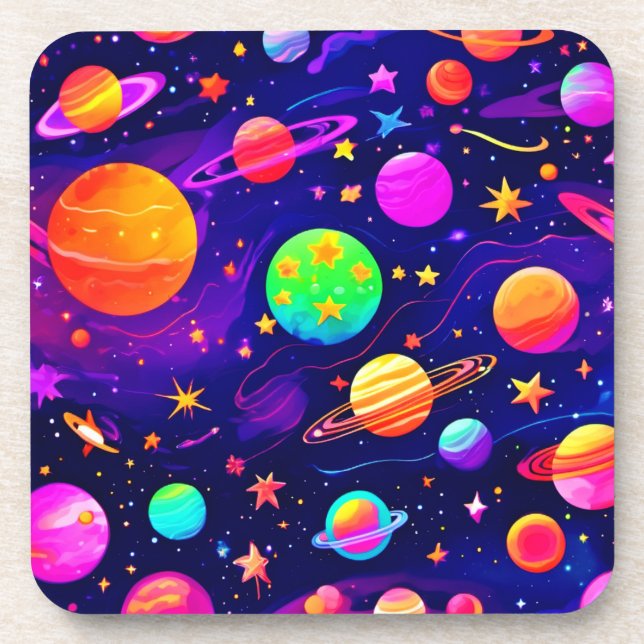 Colourful Space Pattern Coaster (Front)