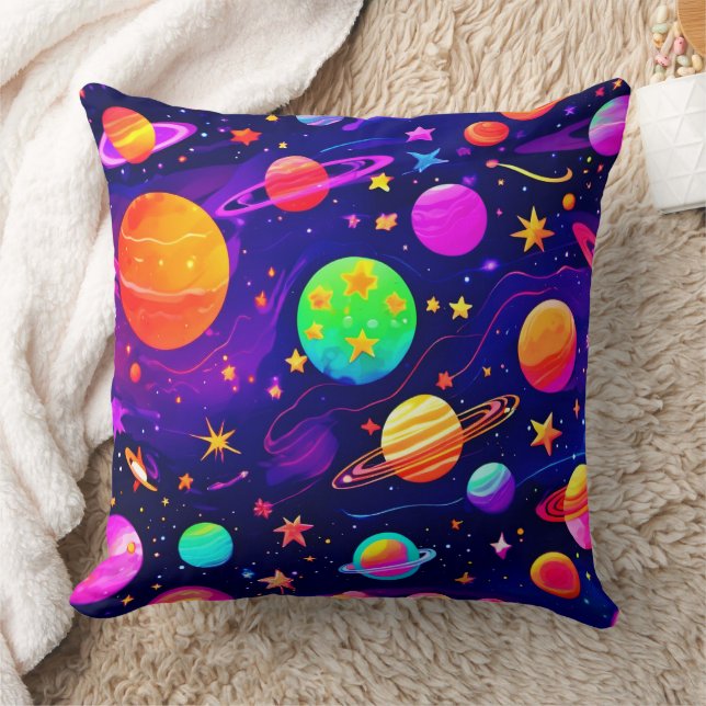 Colourful Space Pattern Throw Pillow (Blanket)