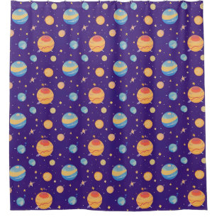Colourful Space Pattern with Planets, Stars