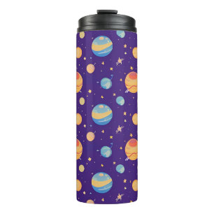 Colourful Space Pattern with Planets, Stars Thermal Tumbler