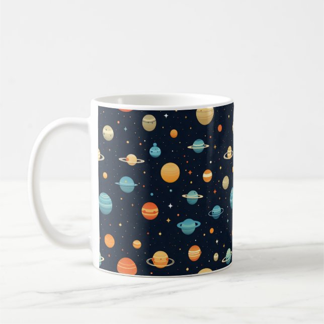 Colourful Space Planet Pattern Coffee Mug (Left)