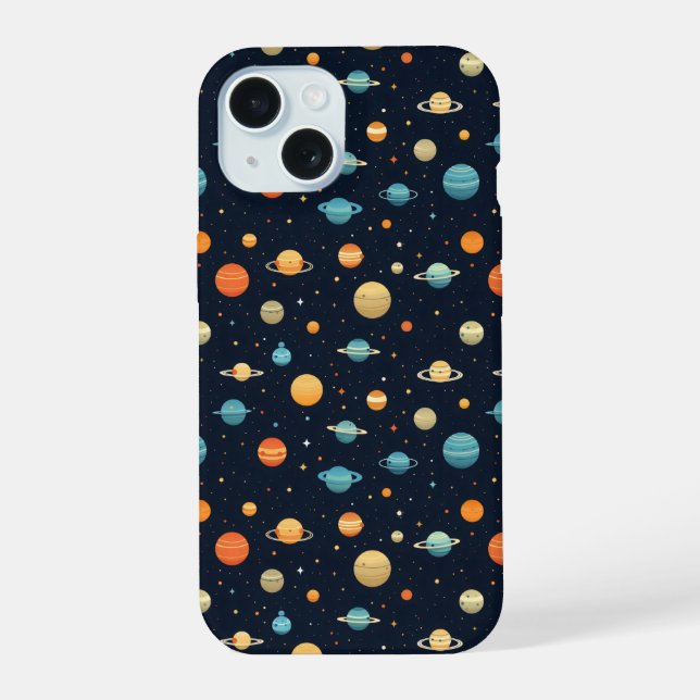 Colourful Space Planet Pattern iPhone 15 Case (Back)