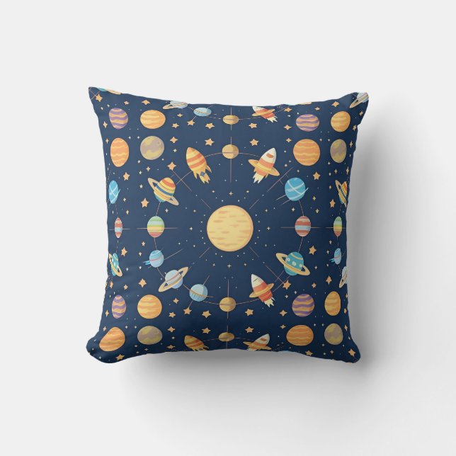 🪐 Colourful Space Planets Galaxy Home Decor  Throw Pillow (Front)