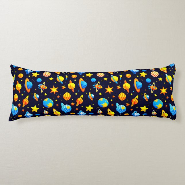 Colourful Space Theme With Planets Body Pillow (Front)