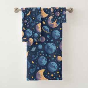 Colourful Space Themed Bath Towel Set