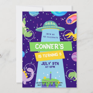 Colourful Space Themed Birthday Celebration  Invitation