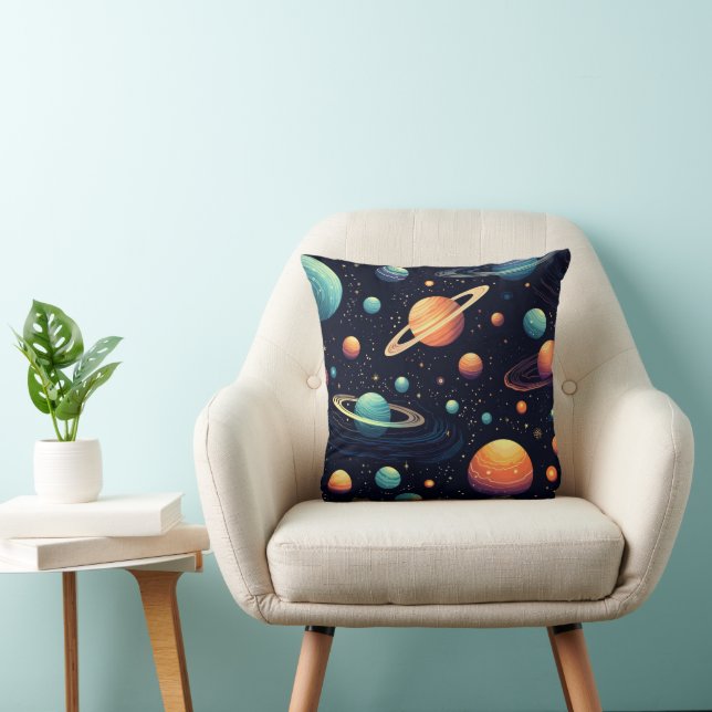 Colourful Space Throw Pillow (Chair)