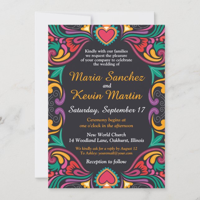 Colourful Spanish Border Wedding invitation (Front)