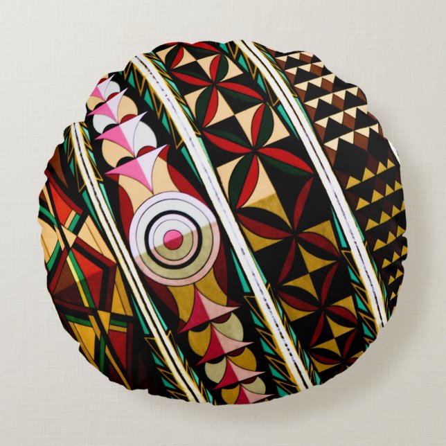 Colourful Spanish Ceiling Architecture Round Pillow (Front)