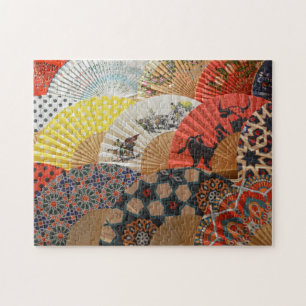 Colourful Spanish Flamenco Dance Fans Jigsaw Puzzl Puzzle
