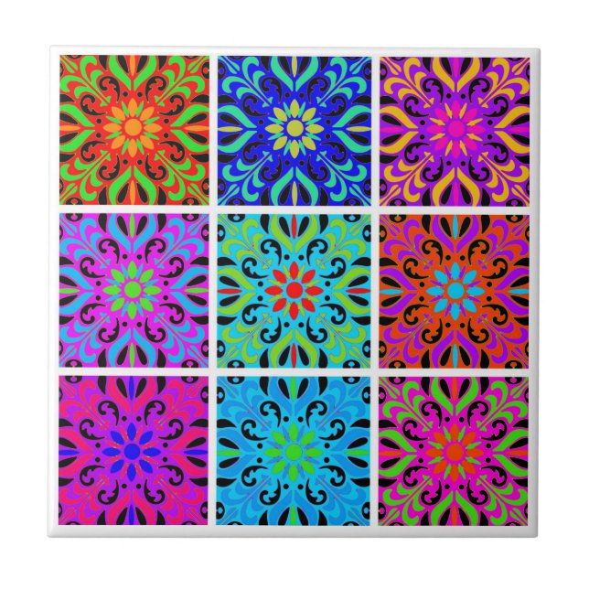 Colourful Spanish Moroccan Modern Tile (Front)