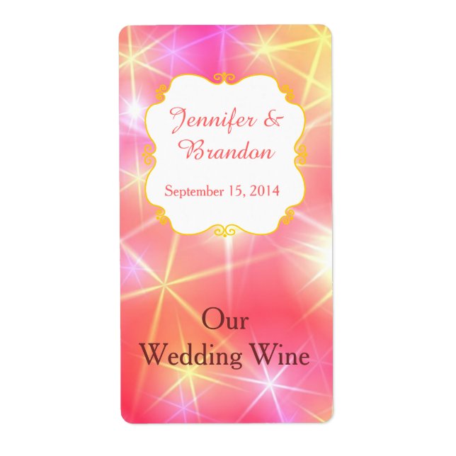 Colourful Sparkles Custom Wedding Mini Wine Label (Front)