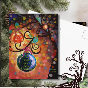 Colourful Sparkling Christmas Tree Art Postcard