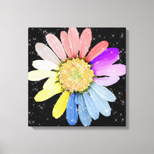 Colourful Sparkling Daisy Canvas Print