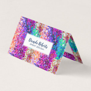 Colourful Sparkling Disco Glitter Business Card