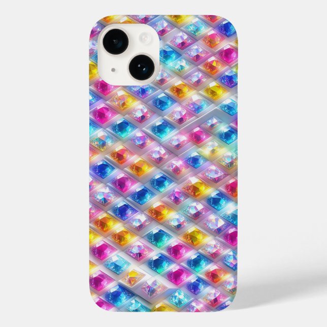 Colourful Sparkling Gemstone Mosaic Luxury Diamond Case-Mate iPhone Case (Back)