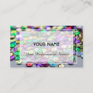 Colourful sparkling sequins in multiple colours bu business card