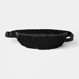 Colourful sparkling stars in night sky black desig fanny pack