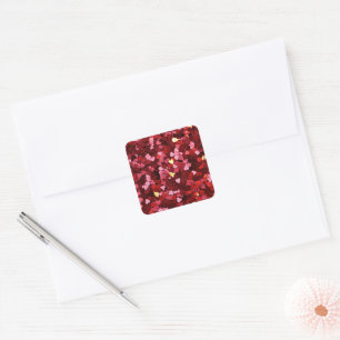 Colourful Sparkling Whimsical Hearts Red Pink  Square Sticker