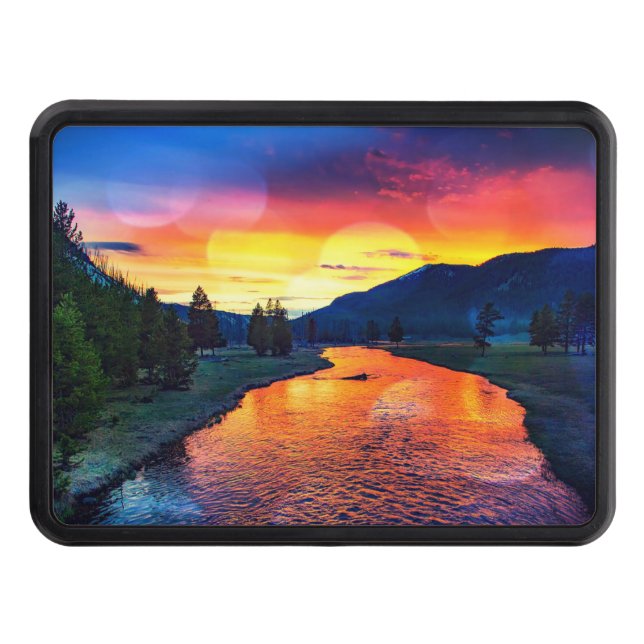 Colourful Sparkling Yellowstone River Landscape Trailer Hitch Cover (Front)