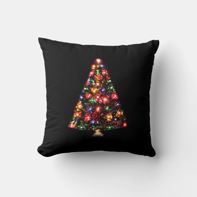 Colourful Sparkly Christmas Tree Throw Pillow (Front)