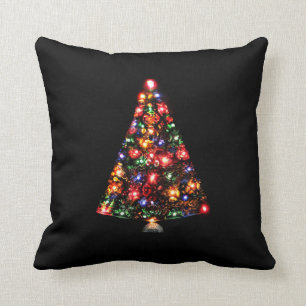 Colourful Sparkly Christmas Tree Throw Pillow