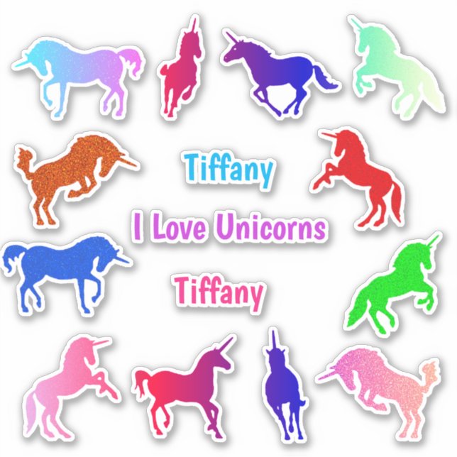 Colourful & Sparkly Unicorn Vinyl Stickers (Front)