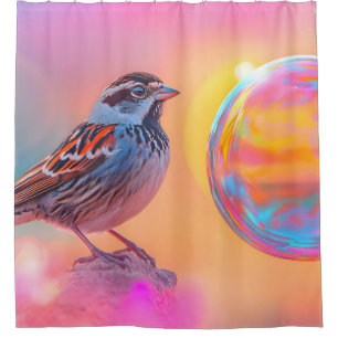 Colourful Sparrow and Rainbow Bubble 