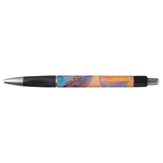 Colourful Sparrow and Rainbow Bubble  Pen (Front)