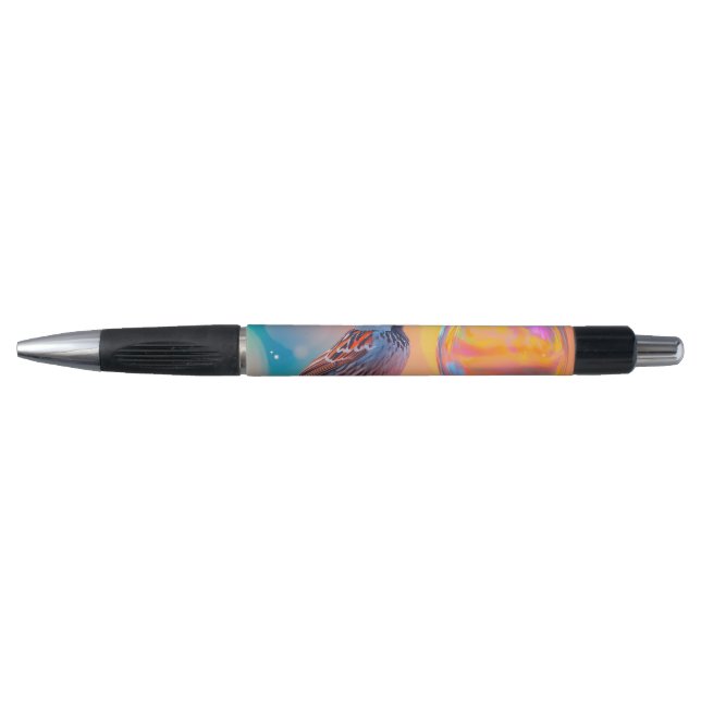 Colourful Sparrow and Rainbow Bubble  Pen (Front)