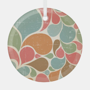 Colourful Spatters: Abstract Retro Pattern. Glass Ornament