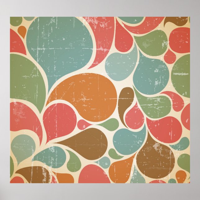 Colourful Spatters: Abstract Retro Pattern. Poster (Front)