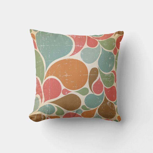 Colourful Spatters: Abstract Retro Pattern. Throw Pillow (Front)
