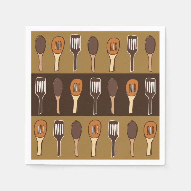 Colourful Spatula Kitchen Cooking Party Napkin (Front)