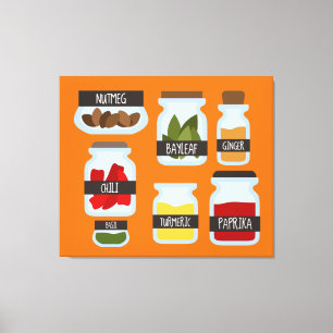 Colourful spice jars cooking style canvas print