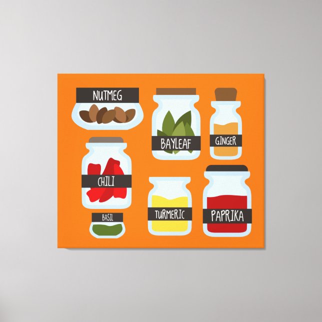 Colourful spice jars cooking style canvas print (Front)
