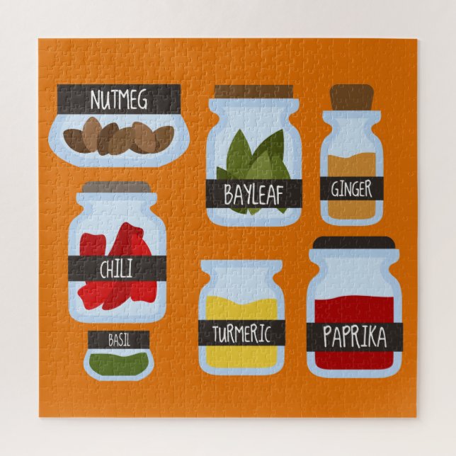 Colourful spice jars cooking style jigsaw puzzle (Vertical)