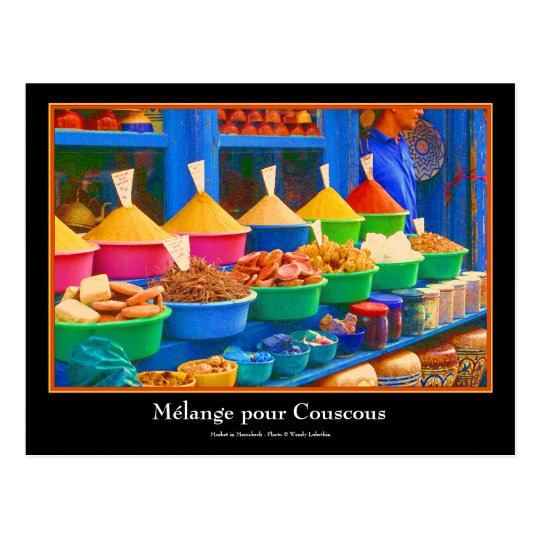 Colourful Spice Market in Marrakesh Morocco Postcard