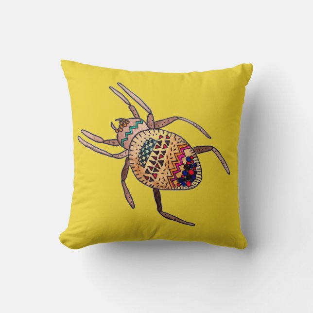 Colourful spider arachnid art throw pillow (Front)