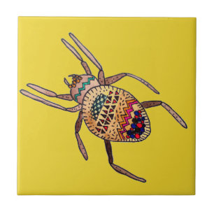 Colourful Spider arachnid art Tile