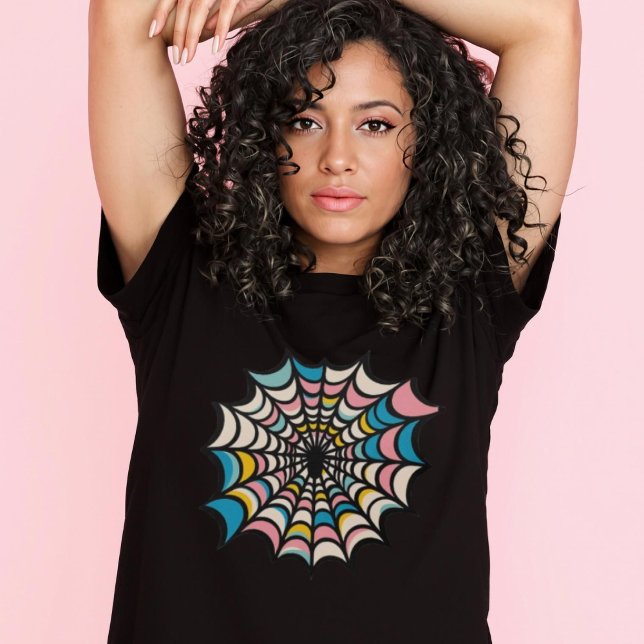 Colourful Spider Web Pastel Goth Halloween T-Shirt (Colorful Spider Web Pastel Goth Halloween T-Shirt.)