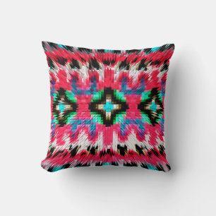 Colourful spiky kaleidoscopic patternabstract, art throw pillow