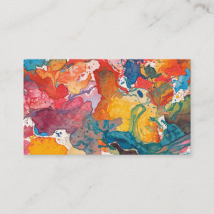 Colourful Spilled Paint Abstract Poster Business Card