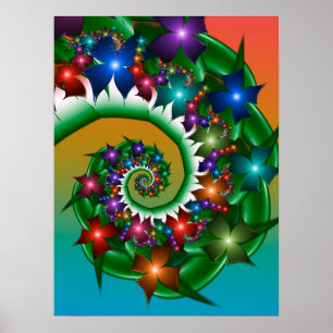 Colourful Spinning Flowers Poster