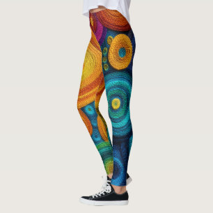 Colourful Spiral Abstract Pattern Geometric Swirl Leggings