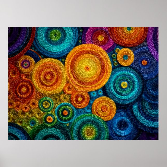 Colourful Spiral Abstract Pattern Geometric Swirl Poster (Front)
