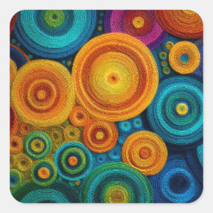 Colourful Spiral Abstract Pattern Geometric Swirl Square Sticker