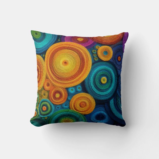 Colourful Spiral Abstract Pattern Geometric Swirl Throw Pillow (Front)
