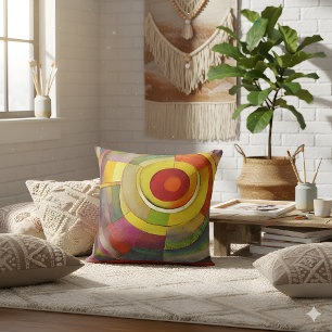 Colourful Spiral Acrylic Painting Pastel Art Throw Pillow
