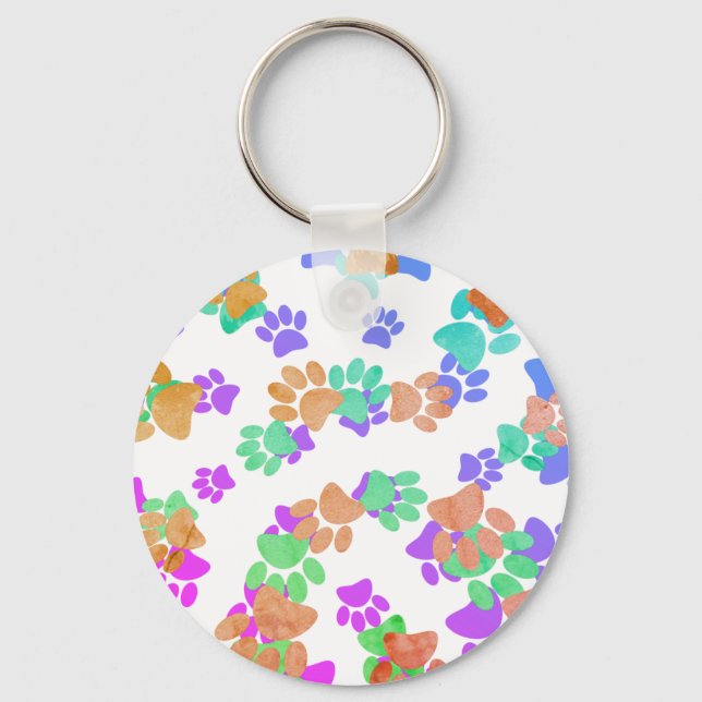 Colourful Spiral Dog Pawprint Keychain (Front)